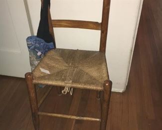 Set of three rush seated chairs