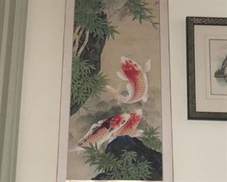Scroll with koi