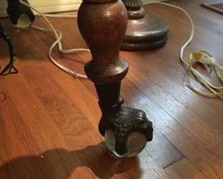 Table with large glass ball feet--glass is about 4" across