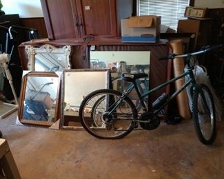 Mirrors, art, 
Bicycle, entertainment center
