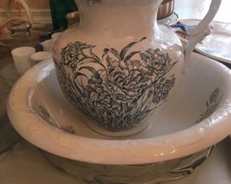 Antique wash bowl and pitcher