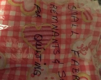 Bag of small fabric scraps-great for quilters or doll clothes!