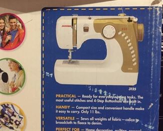 Janome 3125 sewing machine. Great for travel - put it in your RV, take it to classes or retreats.
