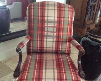 Pair of plaid silk occasional chairs. Beautiful and comfortable.