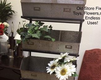 An industrial piece worth noting. Endless uses. Shoes. Toys. Flowers. 69 x 29.25 x 14