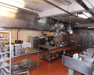 stainless steel tables , sinks hoods post and pans 