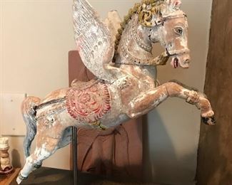 Older carved wood  Pegasus on a stand