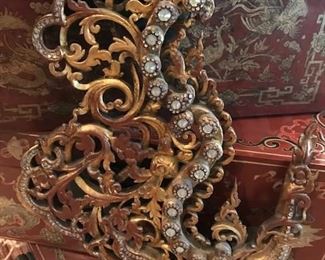 Beautifully carved and embellished decorative panel