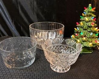Lightup Ceramic Christmas Tree  Assorted Glass Bowls