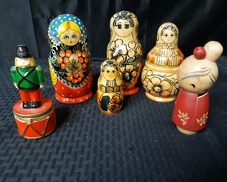 Russian nesting dolls and other figurines
