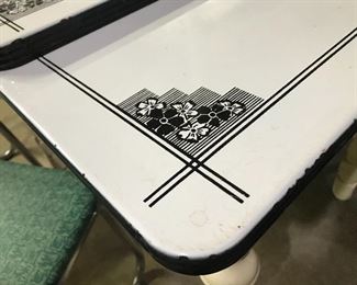 ENAMEL TOP KITCHEN TABLE WITH PULLOUT LEAVES AND SINGLE DRAWER