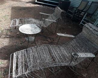 These two lounging chairs as well as two rockers were purchased in Guam and 1969. The client believes they were made in Taiwan in 1969 very mid-century but as you can see they need new webbing. They are structurally in excellent condition they just need new webbing