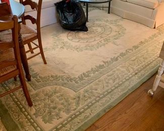 #24		Green/Cream Chinese Hand-knotted Made Rug - as is 104x12.5'	 $75.00 
