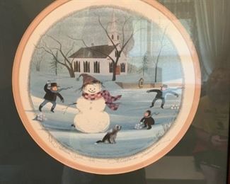 #36		Buckland Moss Signed Lithograph "Christmas Snowman"	 $50.00 
