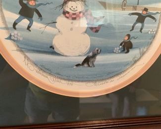 #36		Buckland Moss Signed Lithograph "Christmas Snowman"	 $50.00 

