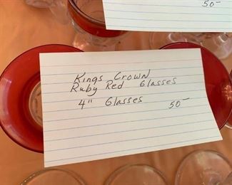 #64		Kings Crown Ruby Red 4" Glasses	 $50.00 

