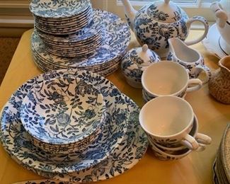 #56		Churchill China (made in England) Blue & White Dishwasher Safe - "w/serving pieces"	 $100.00 
