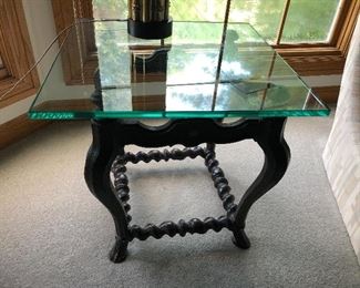 Wood and glass end table