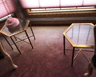 Brass/glass octagon side tables