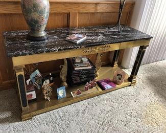 Marble top and brass entry/sofa table