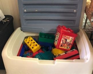 Little tikes toy chest; Lego bricks