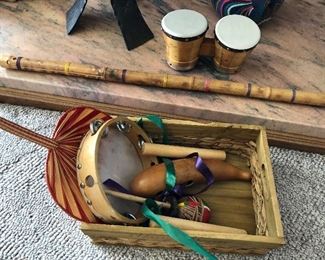 Wooden vintage musical instruments