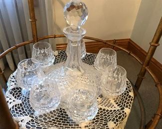 Crystal decanter, glasses