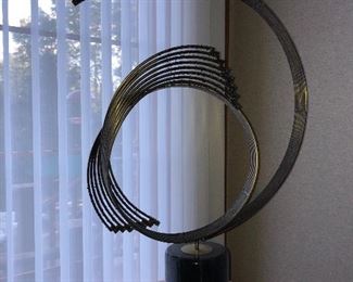 Signed Curtis Jere Mid Century Modern circular brass sculpture