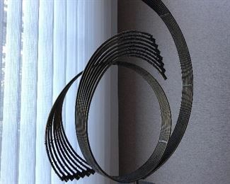 Signed Curtis Jere Mid Century Modern circular brass sculpture