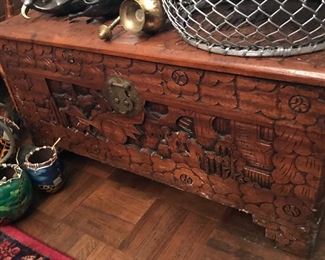 Camphor Wood Carved Chest