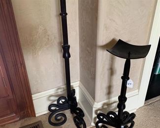 Wrought iron candlesticks 37 H large 25 H small