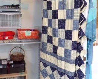 hand stitched Quilt, misc in closet