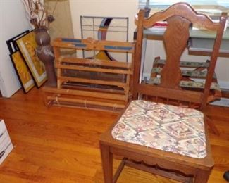 small Loom, occasional Chair, picture Frames, misc