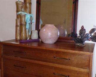 4 Drawer Chest, Bamboo Water Feature, Pottery Vase, East Lake Mirror (not attached), metal Flower