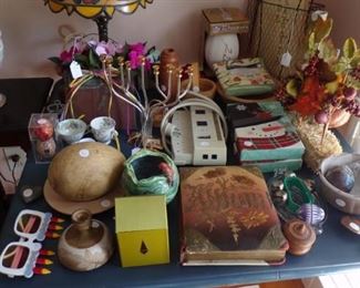 several pieces of Pottery, the mini Football (signed by Fran Tarkenton)  & misc.