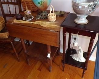 small Table, large Pottery Bowl, drop leaf Country table,  
