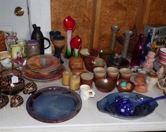 several Pottery Pieces & misc. house garage