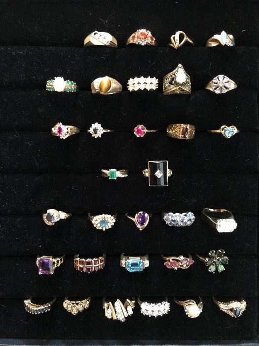 10 & 14 karat gold rings with gemstones 