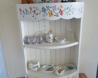 Hand paintes shelf and knic knacs