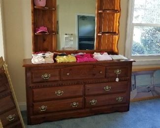 2 piece mirror top, dresser bottom pine