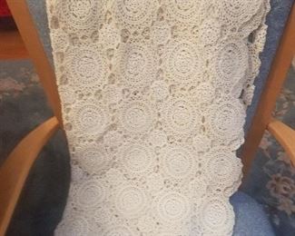 Lovely crocheted table cloth/ coverlet
