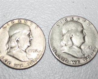 1951 and 1952 Franklin Half Dollars
