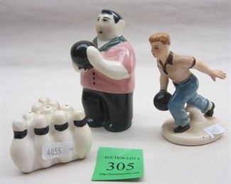 BOWLING GUYS: SHAKER AND BOWLING BALLS, AND FRIEND