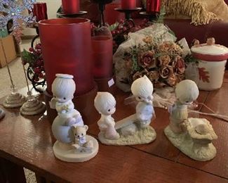 Precious Moments, signed.  Various Christmas decorations and candles