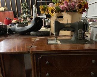 White Sewing machine in case and a portable White sewing machine