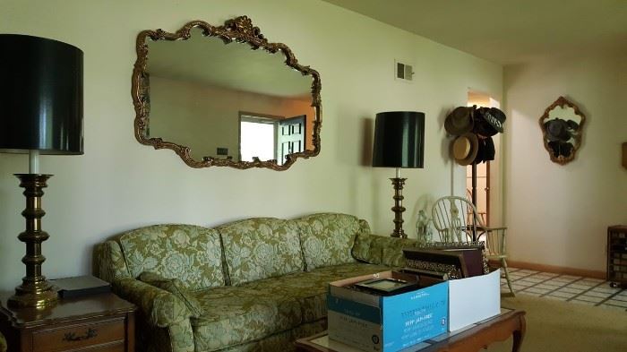 Living room couch mirror lamps