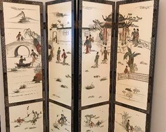 Oriental Geisha girl room lacquer room divider each panel 18" wide x 72 tall 