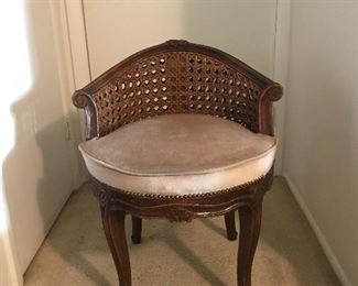 VANITY STOOL WITH CANE BACK