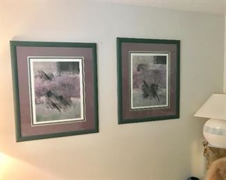 PR. ABSTRACT MAUVE AND TEAL PRINTS