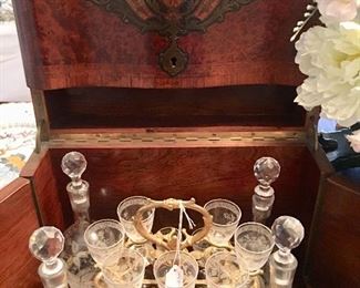 Antique inlaid portable bar